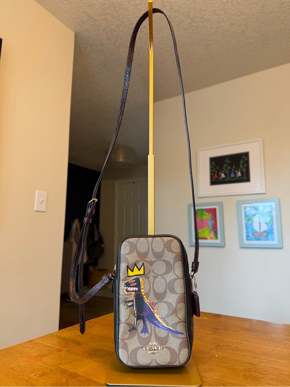 Coach Basquiat Dinosaur Crossbody Bag Signature Coated Canvas Leather Limited Ed - Picture 2 of 11